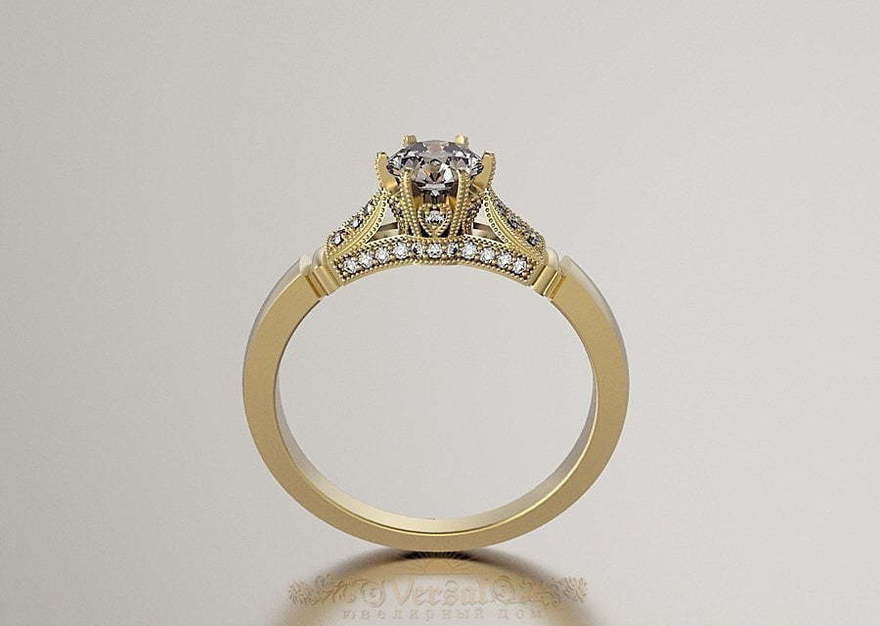Помолвочное кольцо из желтого золота VGPK0080 из Желтое золото от Ювелирный Дом Версаль 1