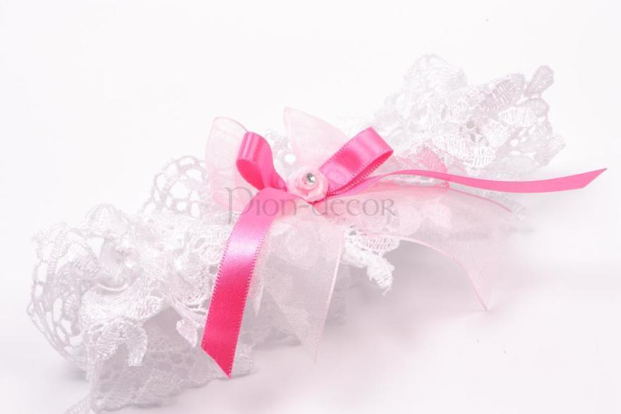 Подвязка невесты - ярко розовый бант от  1