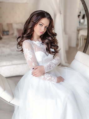 Свадебное платье Модель 030. Силуэт А-силуэт. Цвет Белый / Молочный. Вид 1