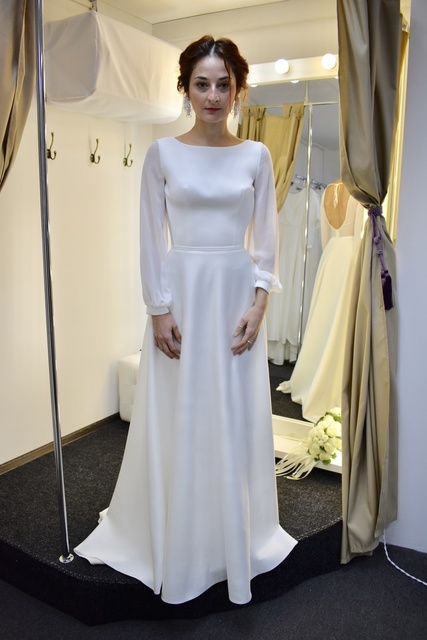 Свадебное платье Грета. Силуэт А-силуэт. Цвет Белый / Молочный. Вид 1