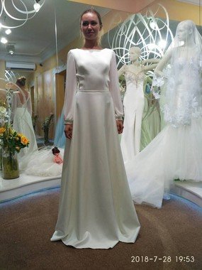 Свадебное платье Меган. Силуэт А-силуэт. Цвет Белый / Молочный. Вид 1