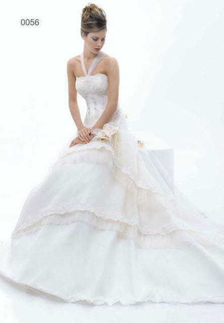 Свадебное платье 9156. Силуэт А-силуэт. Цвет Белый / Молочный, Айвори / Капучино. Вид 1