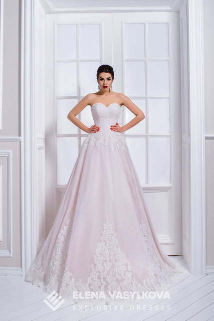 Свадебное платье 131. Силуэт А-силуэт. Цвет оттенки Розового. Вид 1