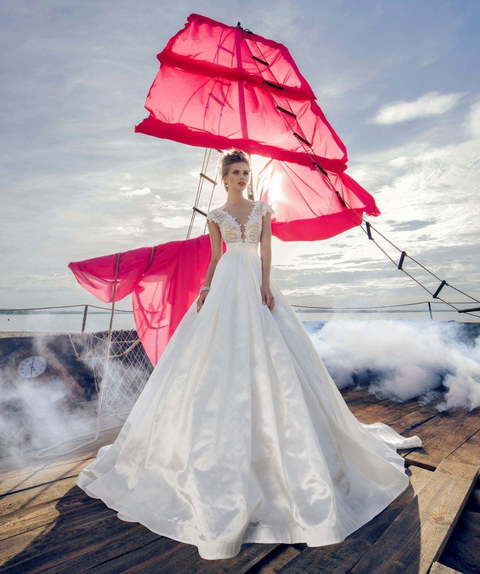 Свадебное платье Mary Rose. Силуэт А-силуэт. Цвет Белый / Молочный. Вид 1