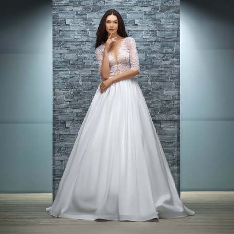 Свадебное платье Salma. Силуэт Пышное, А-силуэт. Цвет Белый / Молочный. Вид 1