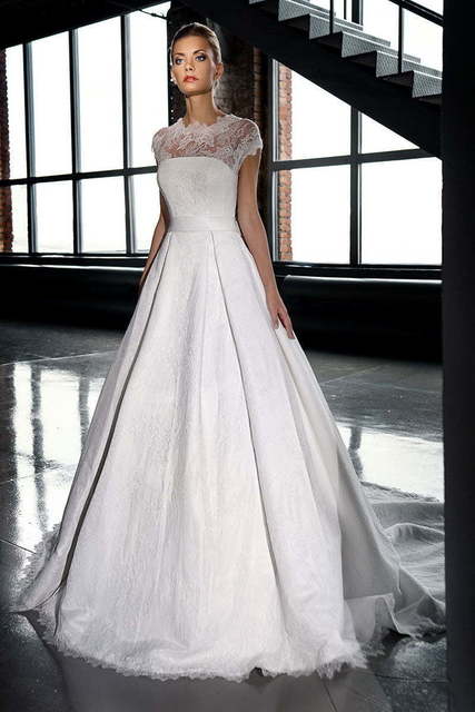 Свадебное платье 14226. Силуэт А-силуэт. Цвет Белый / Молочный. Вид 1