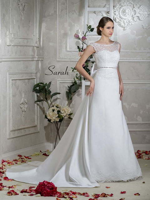 Свадебное платье Sarah. Силуэт А-силуэт. Цвет Белый / Молочный. Вид 1