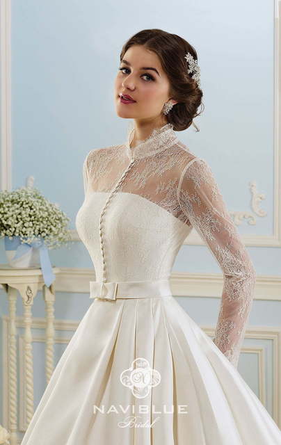 Свадебное платье 13480. Силуэт А-силуэт. Цвет Белый / Молочный. Вид 1