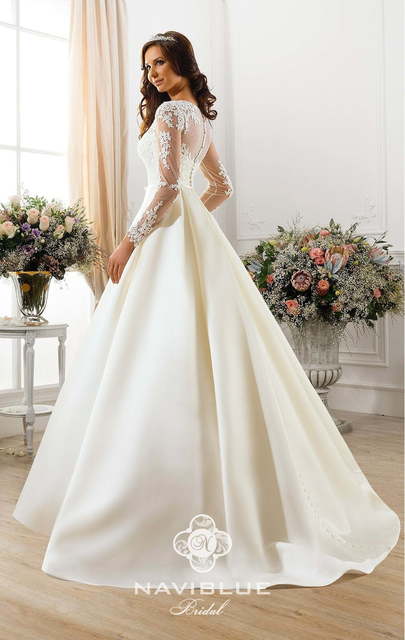 Свадебное платье 13381. Силуэт А-силуэт. Цвет Белый / Молочный. Вид 1