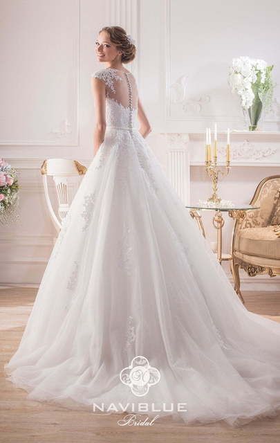 Свадебное платье 13035A. Силуэт А-силуэт. Цвет Белый / Молочный. Вид 1