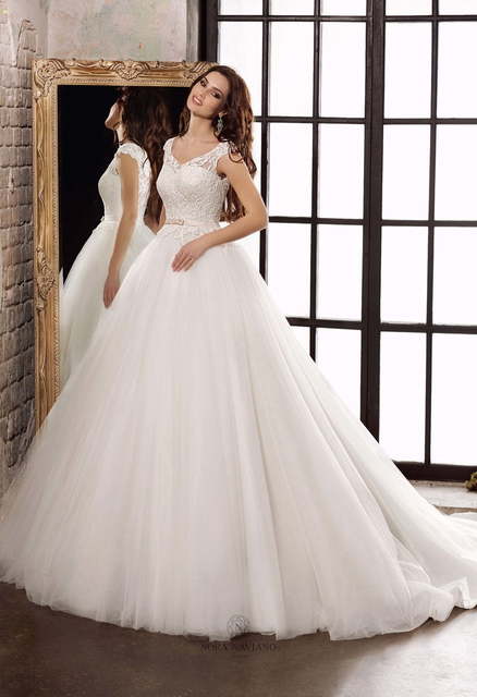 Свадебное платье Blanca-1. Силуэт Пышное, А-силуэт. Цвет Белый / Молочный. Вид 1