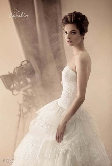 Свадебное платье Элизабет. Силуэт А-силуэт. Цвет Белый / Молочный. Вид 1