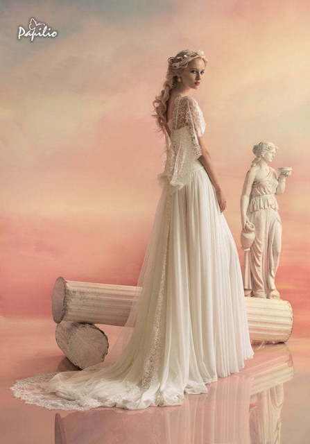 Свадебное платье Олимпия. Силуэт А-силуэт. Цвет Белый / Молочный, Айвори / Капучино. Вид 1