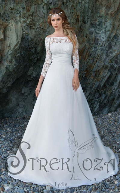 Свадебное платье Лиди. Силуэт А-силуэт. Цвет Белый / Молочный. Вид 1