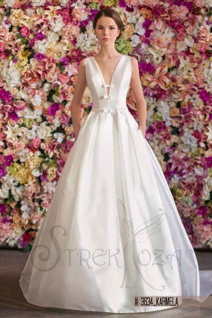 Свадебное платье Кармела. Силуэт А-силуэт. Цвет Белый / Молочный. Вид 1