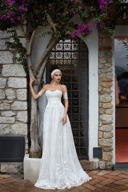 Свадебное платье Tereza. Силуэт А-силуэт. Цвет Белый / Молочный. Вид 1