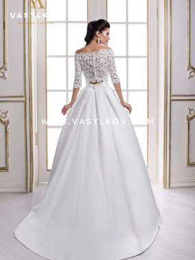 Свадебное платье 1631. Силуэт А-силуэт. Цвет Белый / Молочный. Вид 2