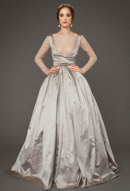 Свадебное платье Briar Silver. Силуэт А-силуэт. Цвет Пепельный / Металлик. Вид 1