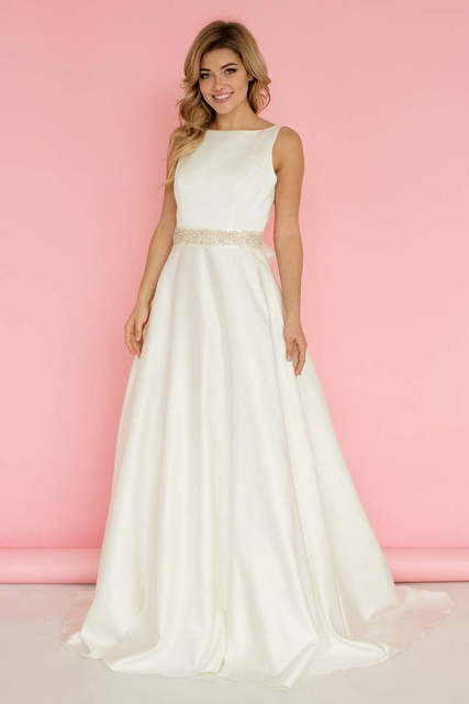 Свадебное платье 857. Силуэт А-силуэт. Цвет Белый / Молочный. Вид 1