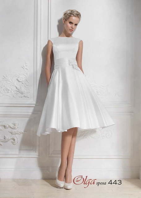 Свадебное платье 443. Силуэт А-силуэт. Цвет Белый / Молочный. Вид 1