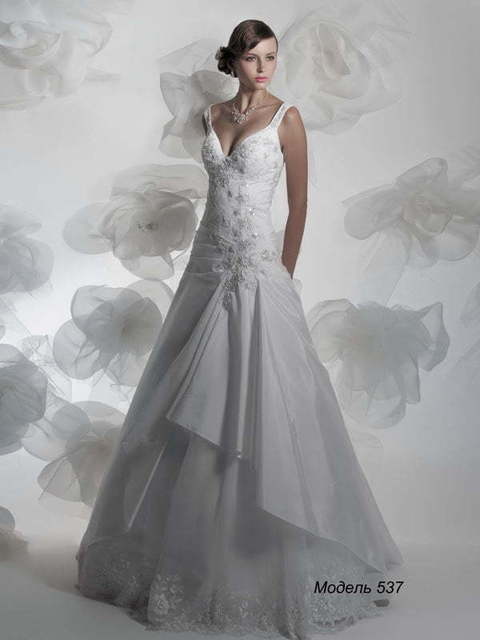 Свадебное платье 537. Силуэт А-силуэт. Цвет Белый / Молочный. Вид 1