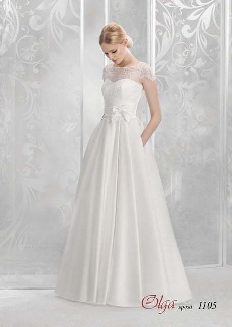 Свадебное платье 1105. Силуэт А-силуэт. Цвет Белый / Молочный. Вид 1