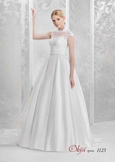 Свадебное платье 1125. Силуэт А-силуэт. Цвет Белый / Молочный. Вид 1