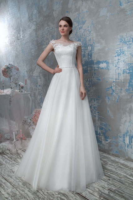 Свадебное платье 1285. Силуэт А-силуэт. Цвет Белый / Молочный. Вид 1