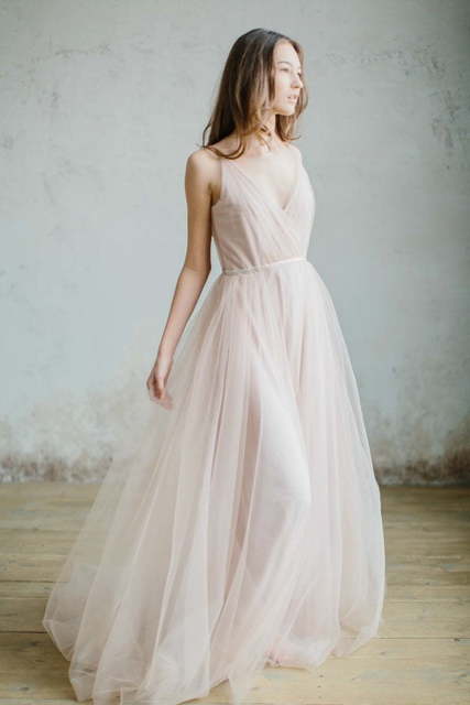 Свадебное платье Quarz. Силуэт А-силуэт. Цвет оттенки Розового. Вид 1
