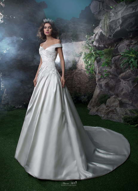 Свадебное платье 5013. Силуэт А-силуэт. Цвет Белый / Молочный. Вид 1