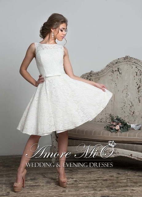 Свадебное платье Мими. Силуэт А-силуэт. Цвет Белый / Молочный. Вид 1