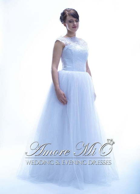 Свадебное платье Марьяж 9. Силуэт А-силуэт. Цвет Белый / Молочный. Вид 1
