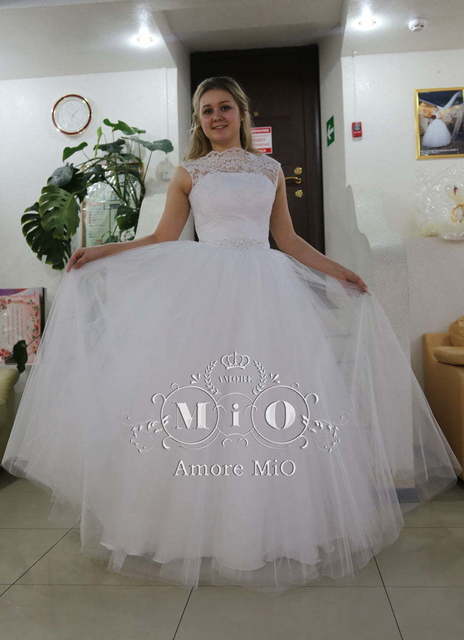 Свадебное платье Марьяж 8. Силуэт А-силуэт. Цвет Белый / Молочный. Вид 1