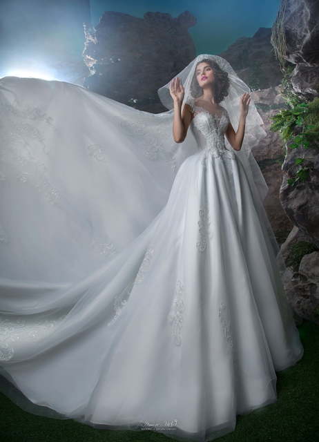 Свадебное платье 751. Силуэт Пышное, А-силуэт. Цвет Белый / Молочный. Вид 1