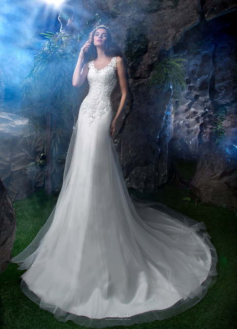 Свадебное платье 5019. Силуэт А-силуэт, Рыбка. Цвет Белый / Молочный. Вид 1