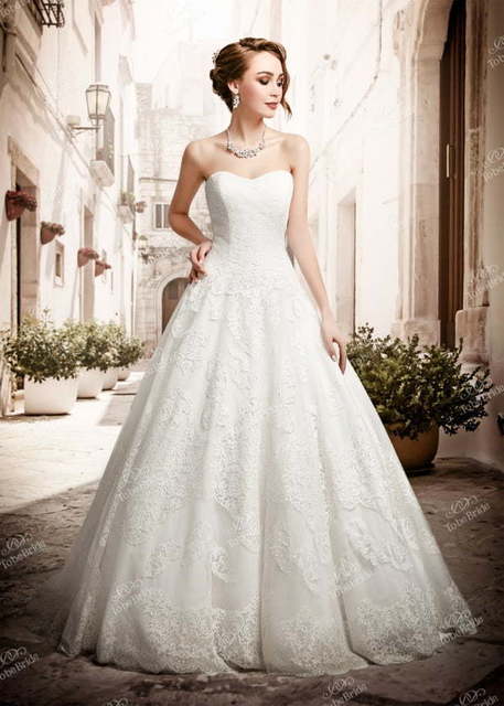 Свадебное платье PP021. Силуэт А-силуэт. Цвет Белый / Молочный. Вид 1