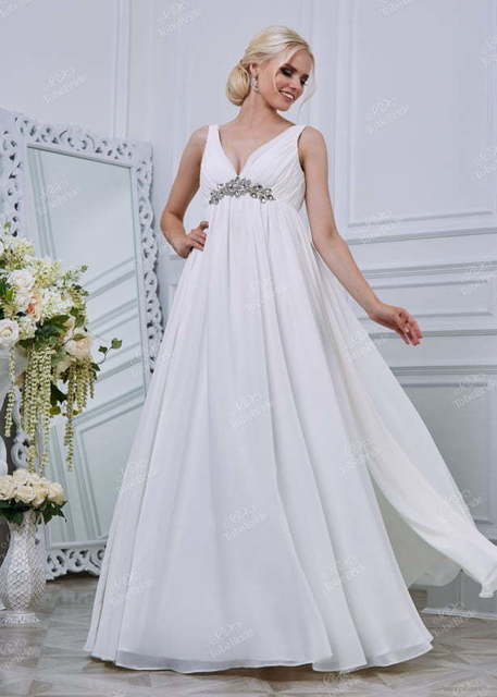 Свадебное платье RB007. Силуэт А-силуэт. Цвет Белый / Молочный. Вид 1