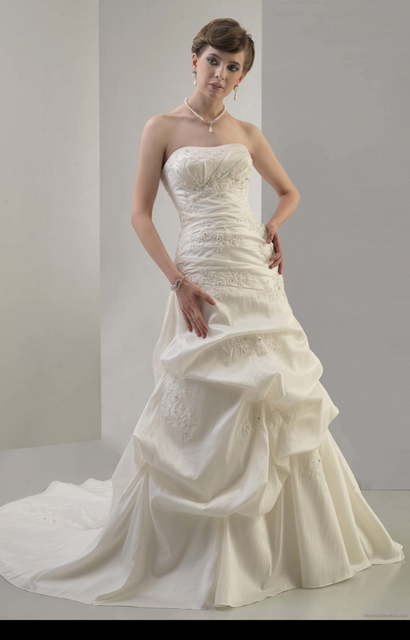 Свадебное платье AT4461. Силуэт А-силуэт. Цвет Белый / Молочный, Айвори / Капучино. Вид 1