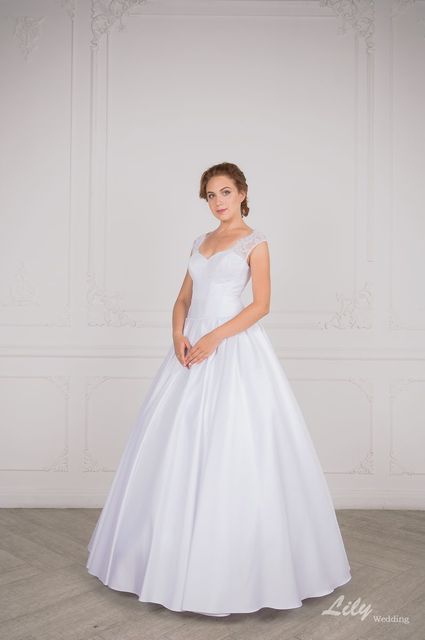 Свадебное платье 2073. Силуэт А-силуэт. Цвет Белый / Молочный. Вид 1