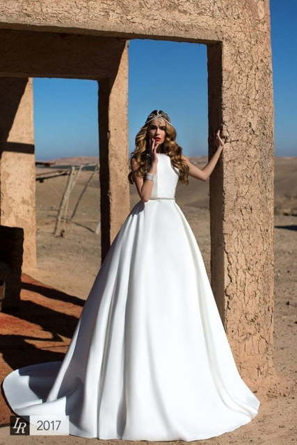 Свадебное платье Amira. Силуэт А-силуэт. Цвет Белый / Молочный. Вид 1