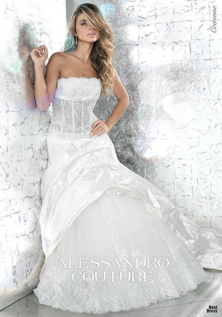 Свадебное платье Сretonne. Силуэт А-силуэт. Цвет Белый / Молочный. Вид 1