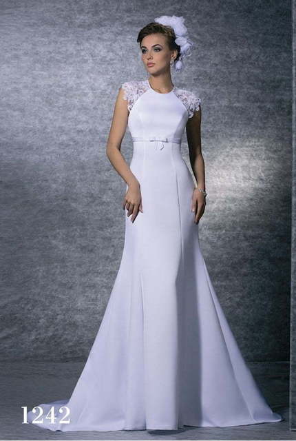 Свадебное платье 1242. Силуэт А-силуэт, Рыбка. Цвет Белый / Молочный. Вид 1