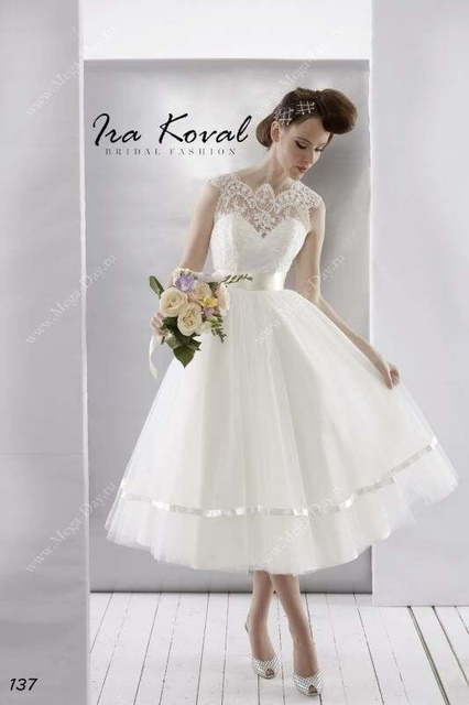 Свадебное платье Ira Koval K025. Силуэт А-силуэт. Цвет Белый / Молочный. Вид 1