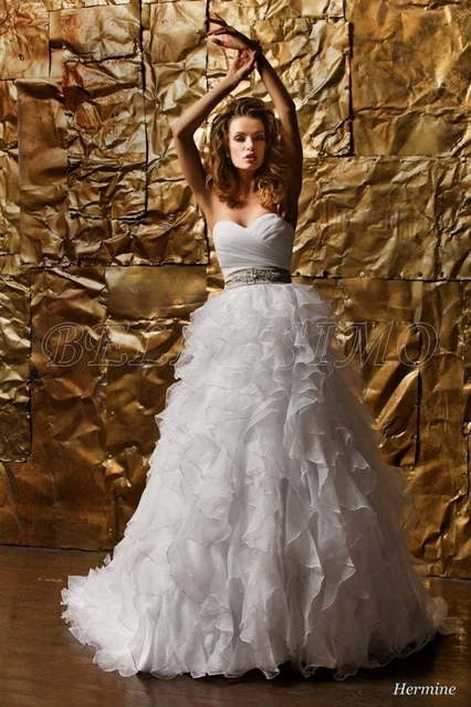 Свадебное платье Hermine. Силуэт А-силуэт. Цвет Белый / Молочный. Вид 1