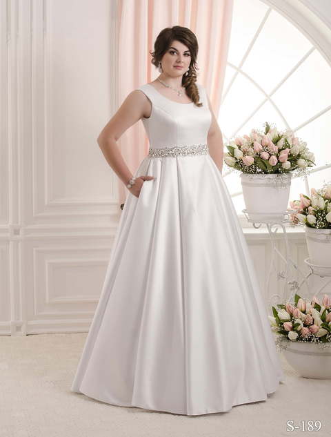 Свадебное платье S 189. Силуэт А-силуэт. Цвет Белый / Молочный. Вид 1