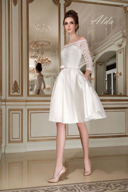Свадебное платье Alda. Силуэт А-силуэт. Цвет Белый / Молочный. Вид 1