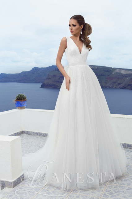 Свадебное платье Avalanzh. Силуэт А-силуэт. Цвет Белый / Молочный. Вид 1