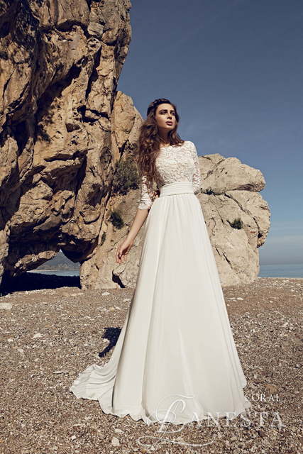 Свадебное платье Coral. Силуэт А-силуэт. Цвет Белый / Молочный. Вид 1