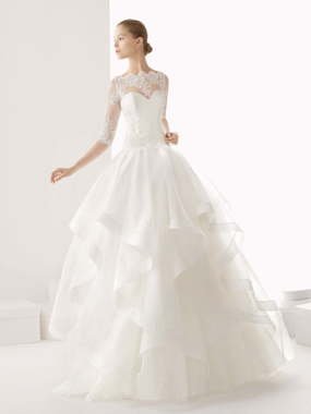 Свадебное платье Cazorla. Силуэт Пышное, А-силуэт. Цвет Белый / Молочный. Вид 1