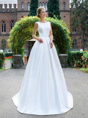 Свадебное платье 3071. Силуэт А-силуэт. Цвет Белый / Молочный. Вид 1